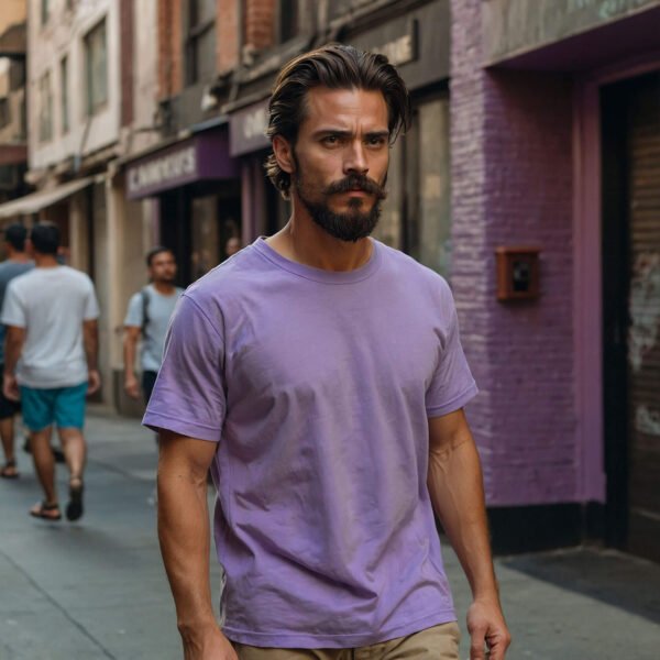 Men’s Solid Oversized T-shirt in Lavender - Image 5