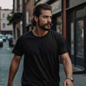 Men’s Solid Oversized T-shirt in Raven