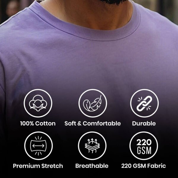 Men’s Solid Oversized T-shirt in Lavender - Image 2