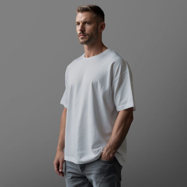 Men’s Solid Oversized T-shirt in Steel Grey - Image 6