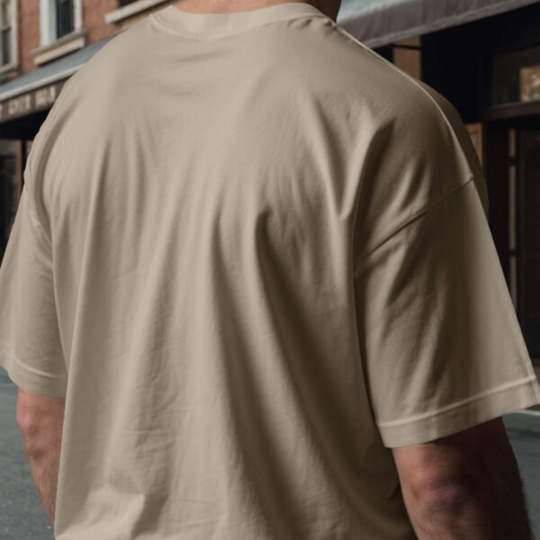 Men’s Solid Oversized T-shirt in Beige - Image 4