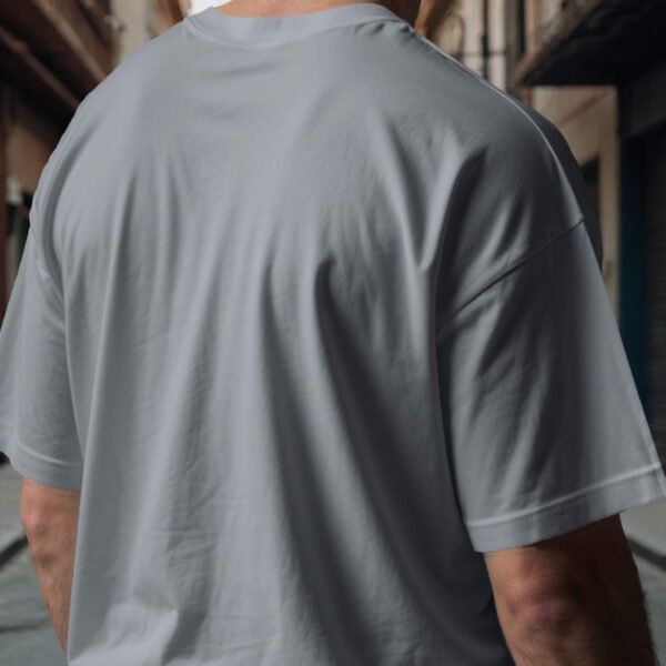 Men’s Solid Oversized T-shirt in Steel Grey - Image 4