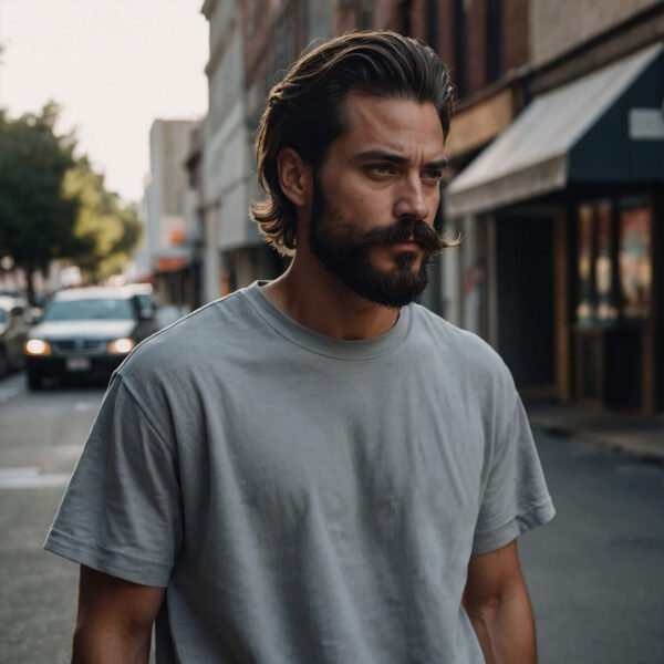 Men’s Solid Oversized T-shirt in Steel Grey - Image 3